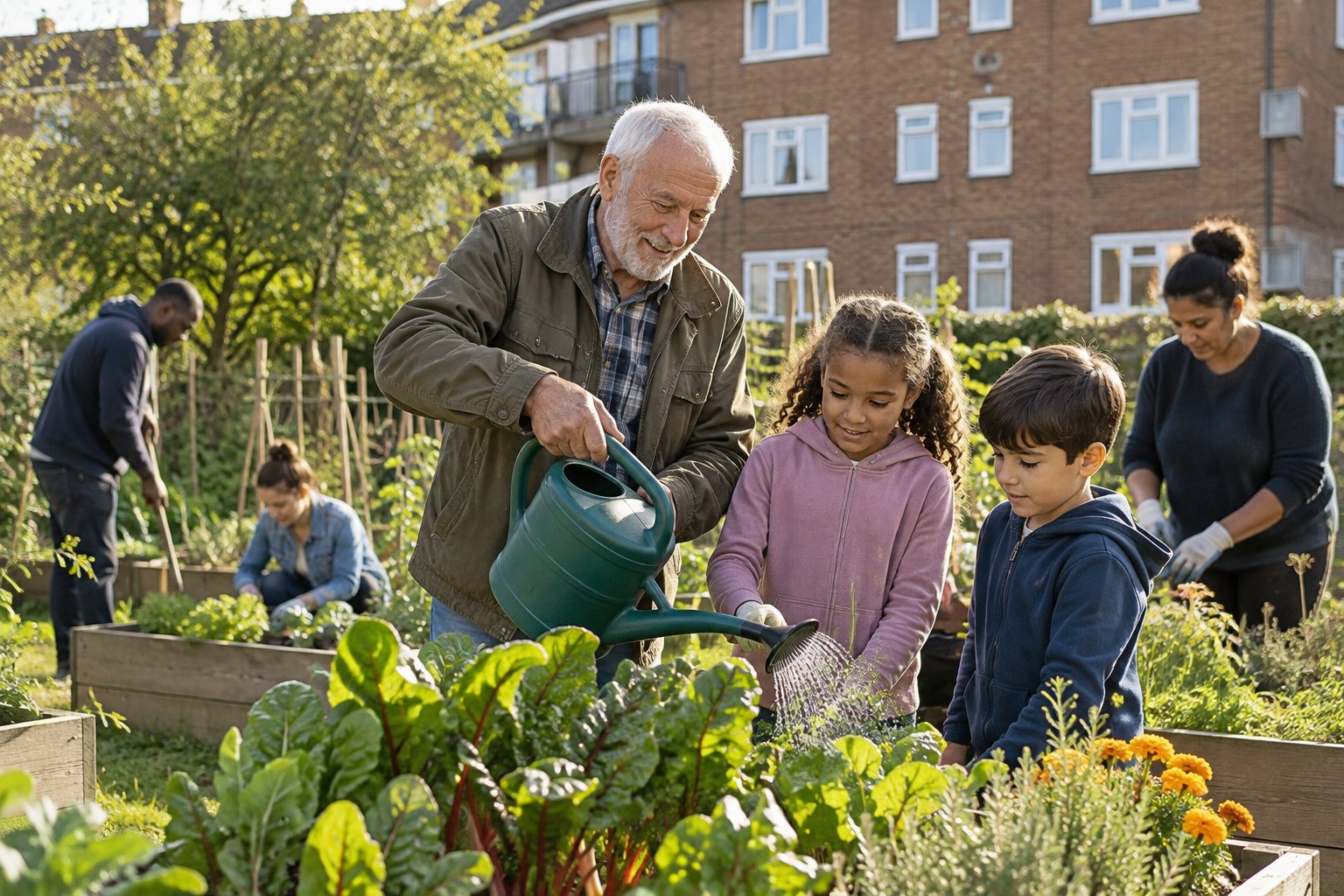 Residents gardening together